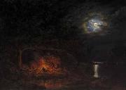 Cornelius Krieghoff In Camp at Night painting